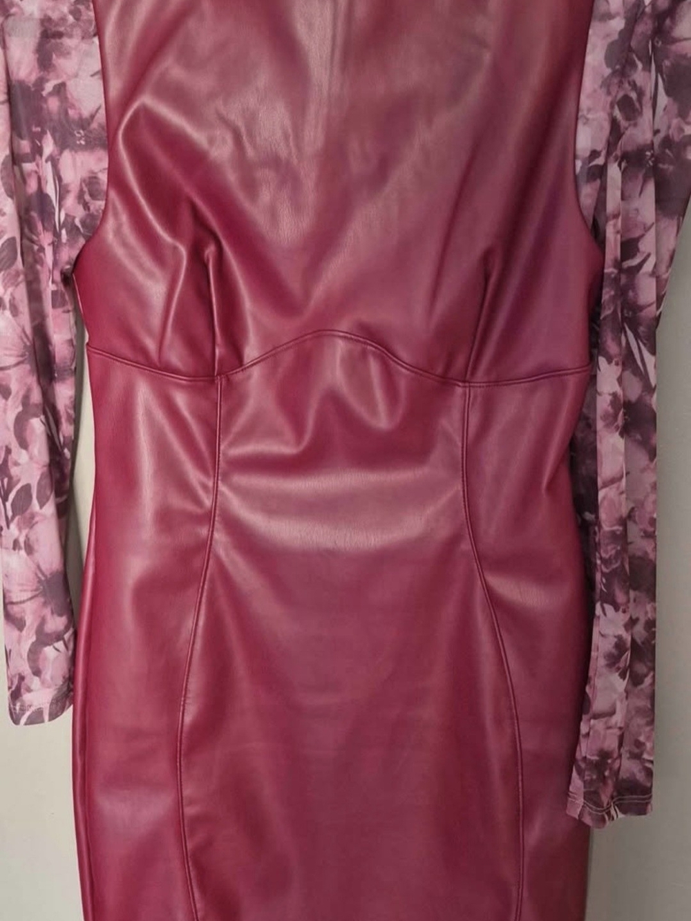 Women's Burgundy Faux Leather Dress